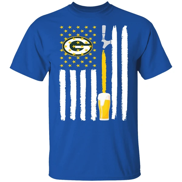 Green Bay Packers Rugby Football Beer American Flag Shirt - Image 7