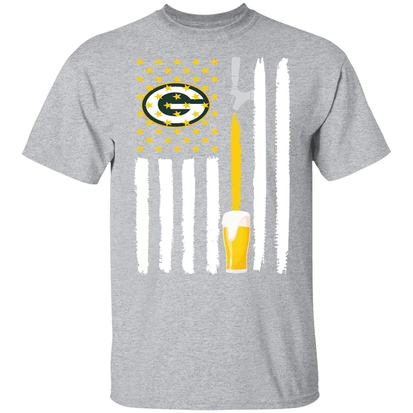 Green Bay Packers Rugby Football Beer American Flag Shirt - Image 8