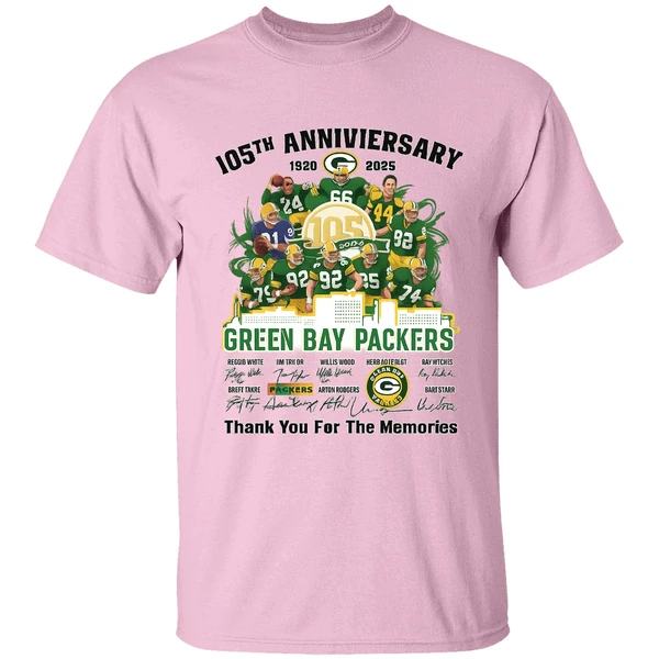 Green Bay Packers Thank You For The Memories 105th Anniversary 1920 2025 Shirt - Image 2