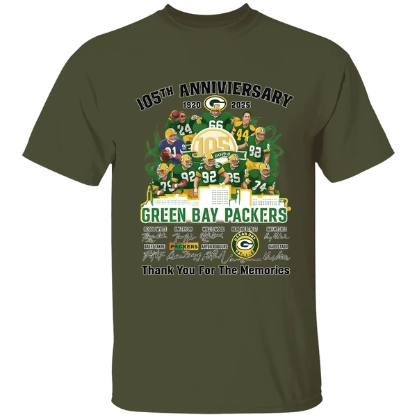 Green Bay Packers Thank You For The Memories 105th Anniversary 1920 2025 Shirt - Image 3
