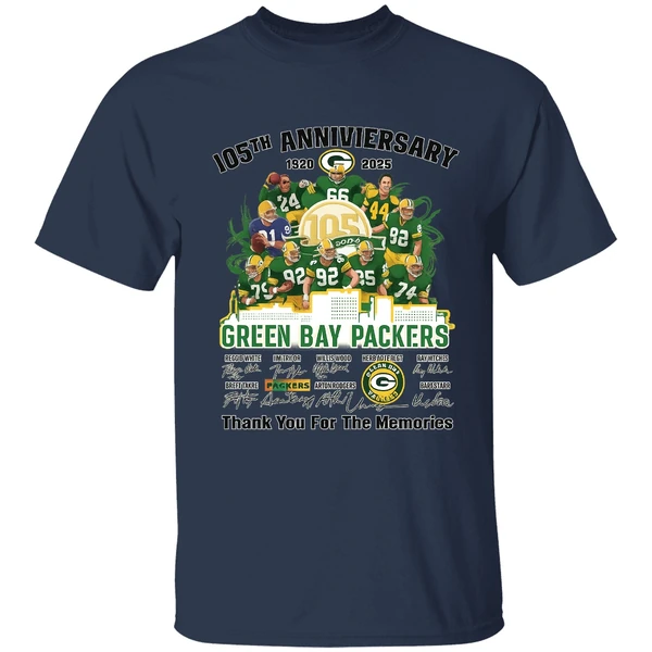 Green Bay Packers Thank You For The Memories 105th Anniversary 1920 2025 Shirt - Image 4
