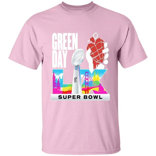 green day super bowl lx 2026 american shirt lightpink