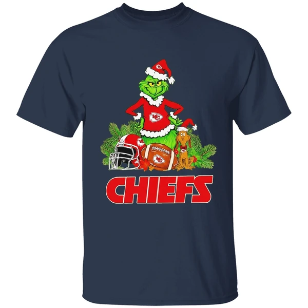 Grinch And Max Kansas City Chiefs Christmas Helmet Items Shirt - Image 5