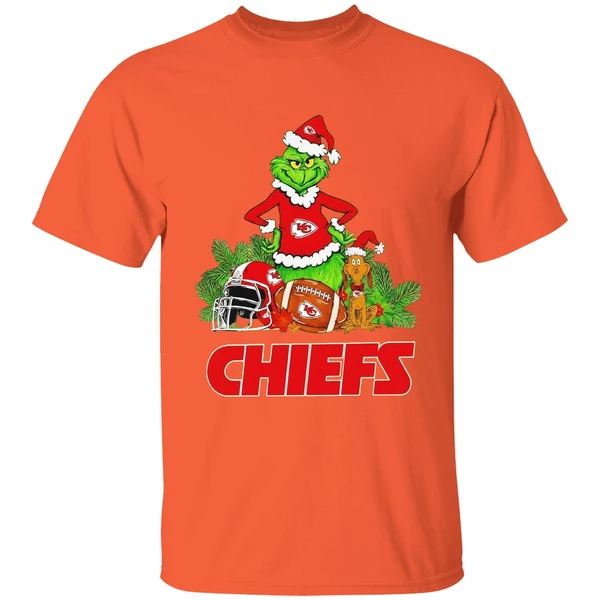 Grinch And Max Kansas City Chiefs Christmas Helmet Items Shirt - Image 6