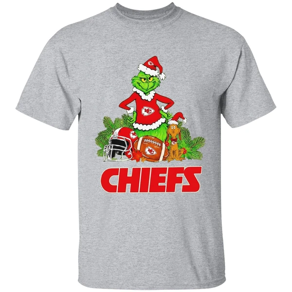 Grinch And Max Kansas City Chiefs Christmas Helmet Items Shirt - Image 9