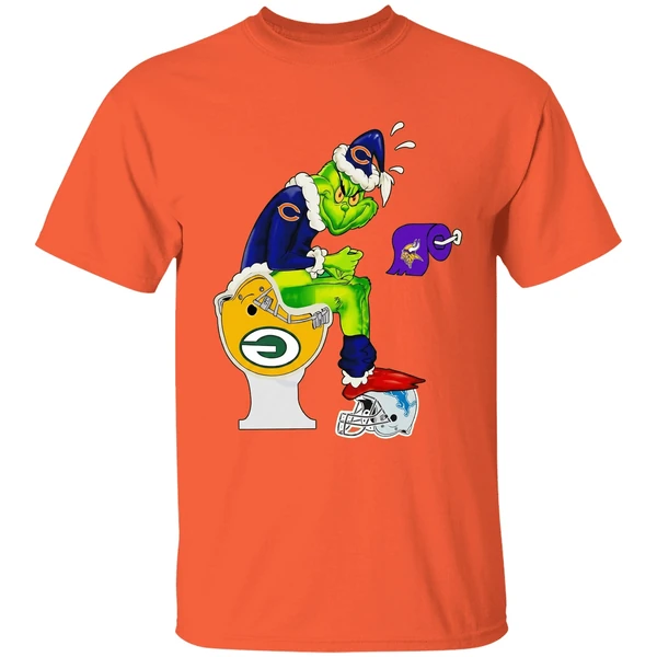 Grinch Chicago Bears Sitting On Green Bay Packers Minnesota Vikings Toilet Shirt - Image 6