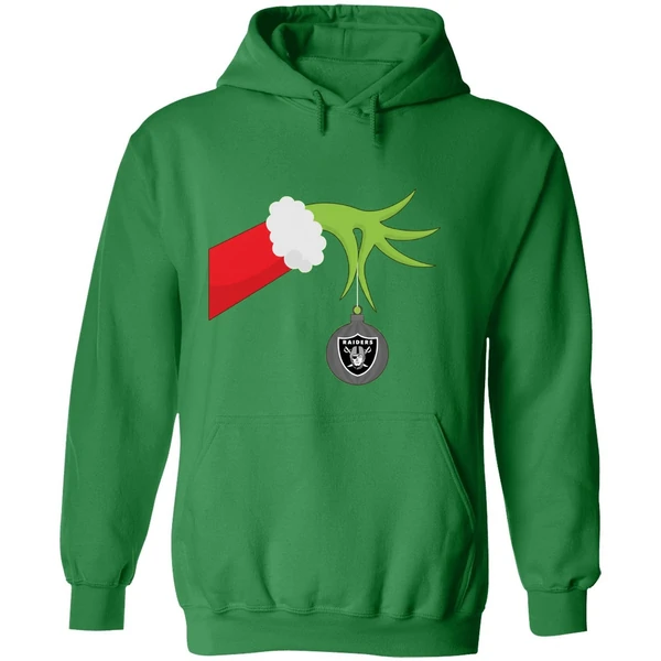 Grinch Christmas Ornament Oakland Raiders Hoodie - Image 2