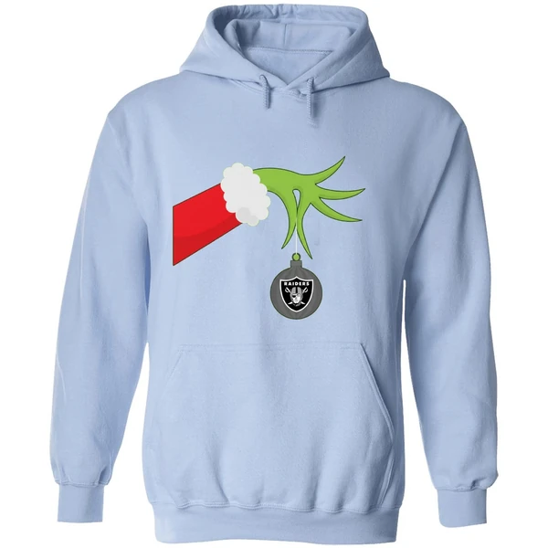 Grinch Christmas Ornament Oakland Raiders Hoodie - Image 4