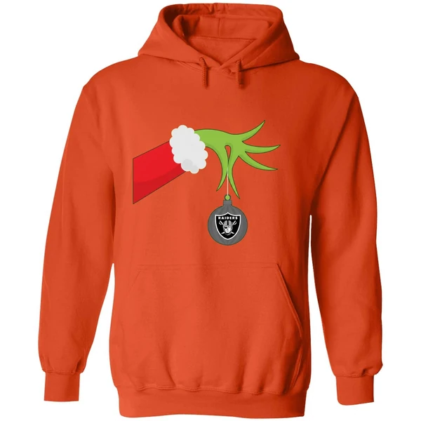 Grinch Christmas Ornament Oakland Raiders Hoodie - Image 6