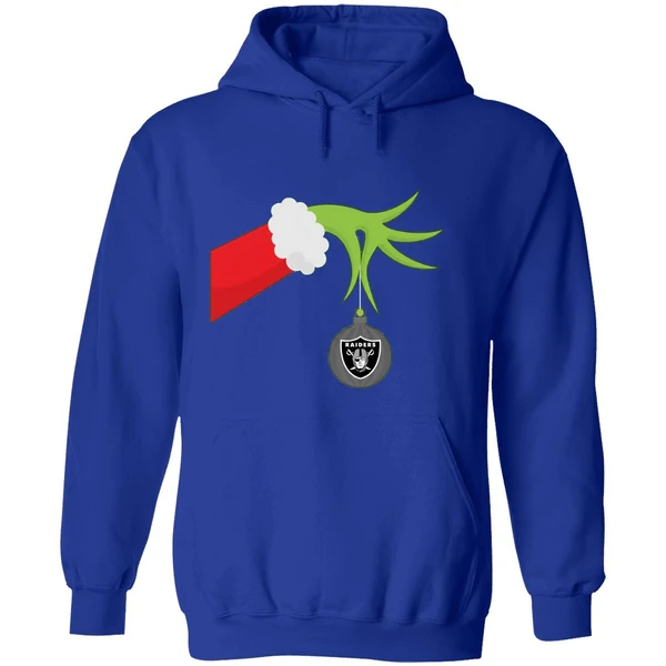 Grinch Christmas Ornament Oakland Raiders Hoodie - Image 7