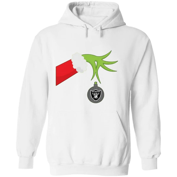 Grinch Christmas Ornament Oakland Raiders Hoodie - Image 8
