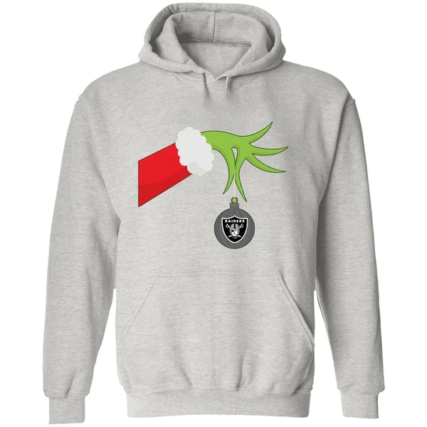Grinch Christmas Ornament Oakland Raiders Hoodie - Image 9
