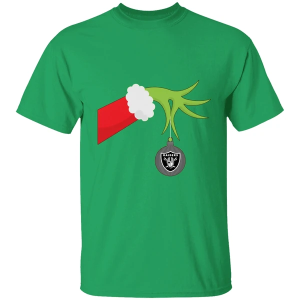 Grinch Christmas Ornament Oakland Raiders Shirt - Image 2