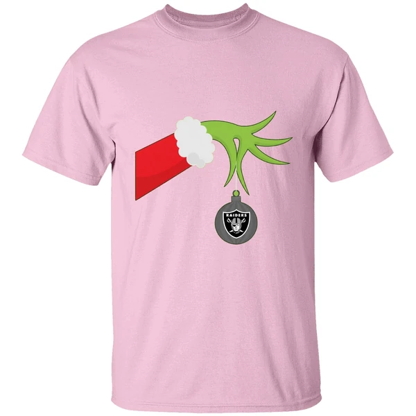 Grinch Christmas Ornament Oakland Raiders Shirt - Image 3