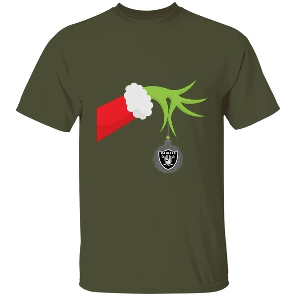 Grinch Christmas Ornament Oakland Raiders Shirt - Image 4