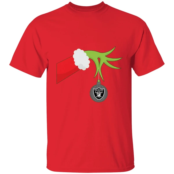 Grinch Christmas Ornament Oakland Raiders Shirt - Image 7