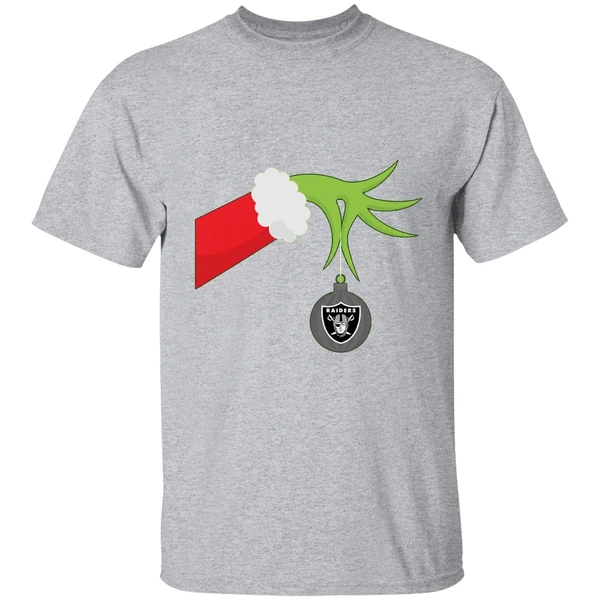 Grinch Christmas Ornament Oakland Raiders Shirt - Image 9