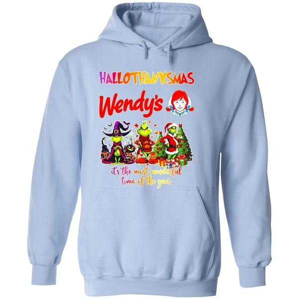 Grinch Hallothanksmas Wendys Its The Most Wonderful Time Of The Year Hoodie - Image 4