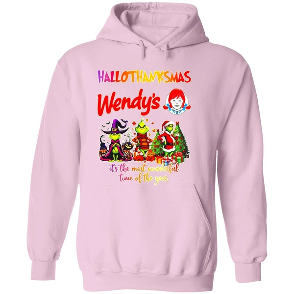 Grinch Hallothanksmas Wendys Its The Most Wonderful Time Of The Year Hoodie - Image 5