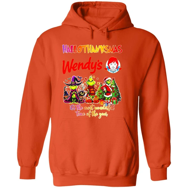 Grinch Hallothanksmas Wendys Its The Most Wonderful Time Of The Year Hoodie - Image 6