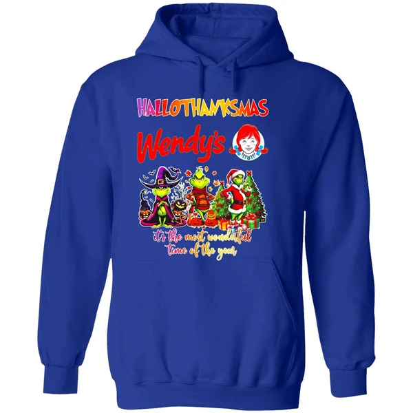 Grinch Hallothanksmas Wendys Its The Most Wonderful Time Of The Year Hoodie - Image 7