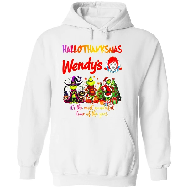 Grinch Hallothanksmas Wendys Its The Most Wonderful Time Of The Year Hoodie - Image 8