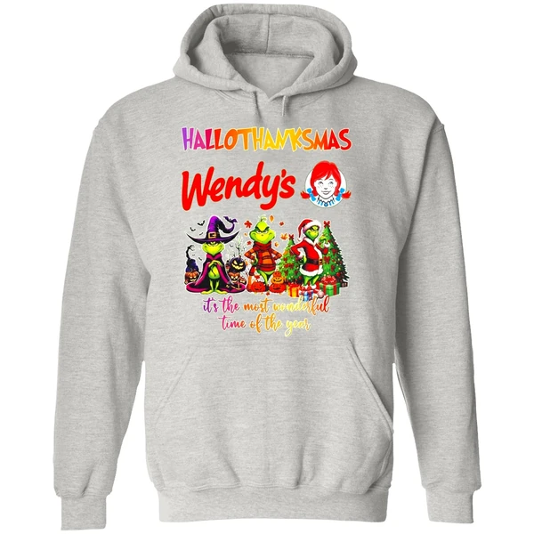 Grinch Hallothanksmas Wendys Its The Most Wonderful Time Of The Year Hoodie - Image 9