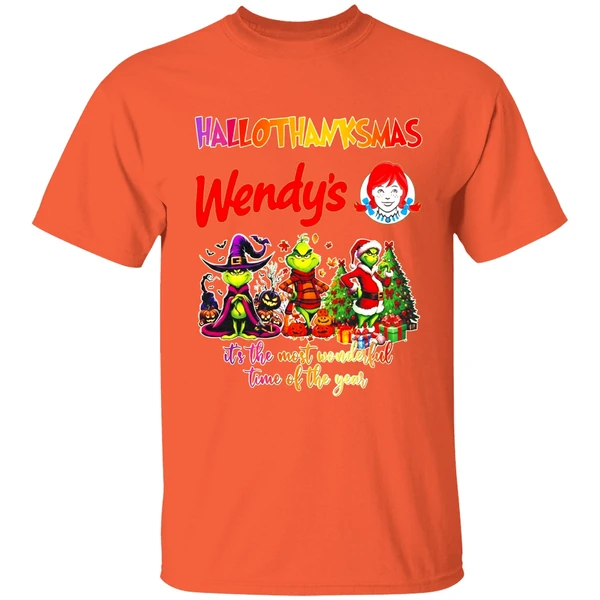 Grinch Hallothanksmas Wendys Its The Most Wonderful Time Of The Year Shirt - Image 3