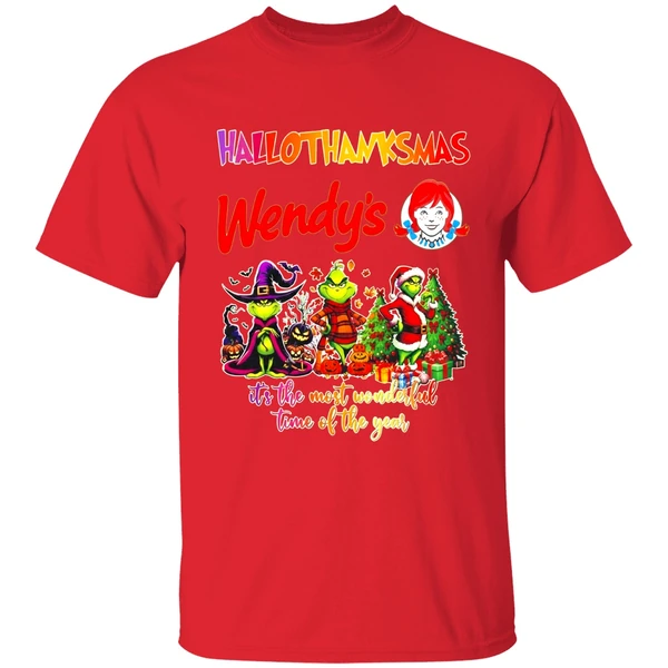 Grinch Hallothanksmas Wendys Its The Most Wonderful Time Of The Year Shirt - Image 4