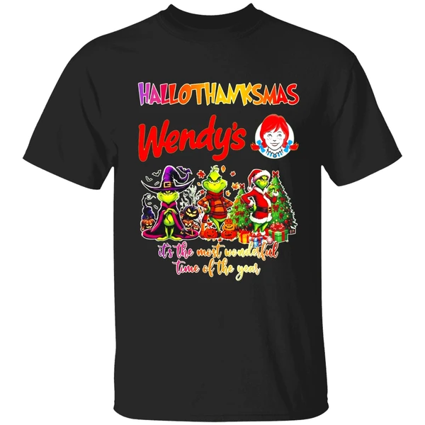 Grinch Hallothanksmas Wendys Its The Most Wonderful Time Of The Year Shirt - Image 7