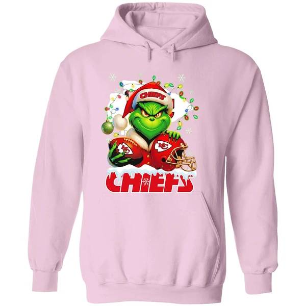 Grinch Kansas City Chiefs Christmas Light Chriast Hoodie - Image 5