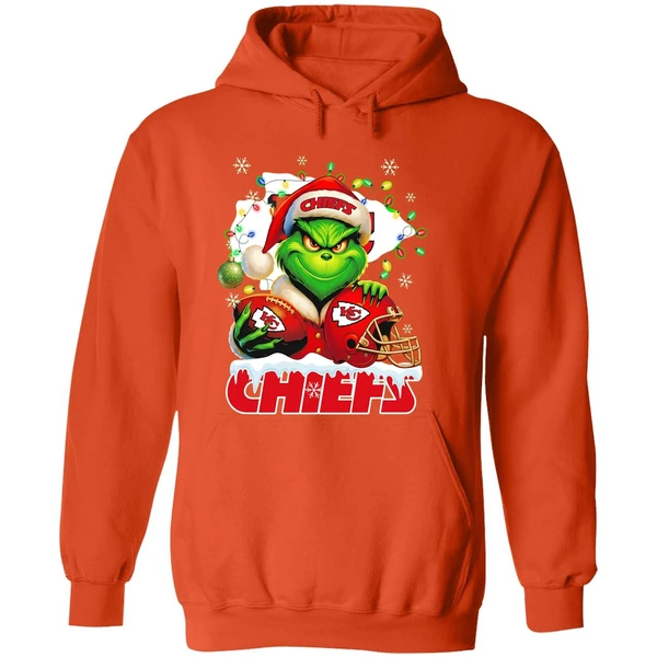 Grinch Kansas City Chiefs Christmas Light Chriast Hoodie - Image 6