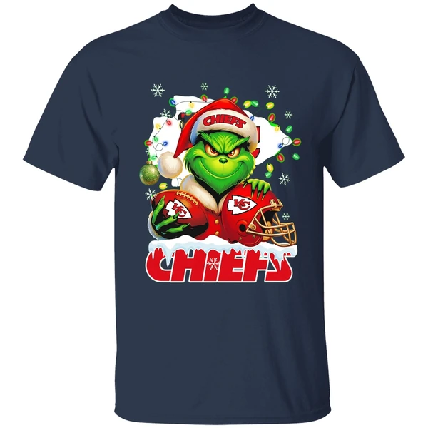 Grinch Kansas City Chiefs Christmas Light Chriast Shirt - Image 5