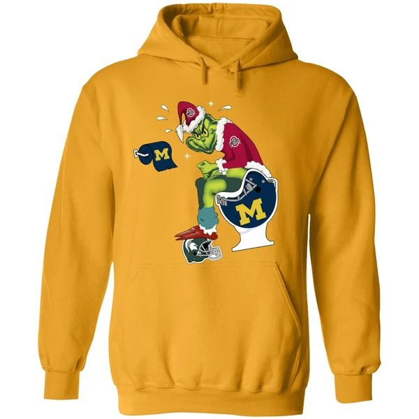 Grinch Ohio State Buckeyes Shit On Michigan Wolverines Helmet Toilet Hoodie