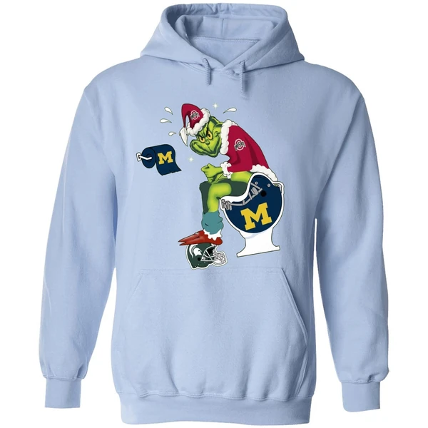 Grinch Ohio State Buckeyes Shit On Michigan Wolverines Helmet Toilet Hoodie - Image 4
