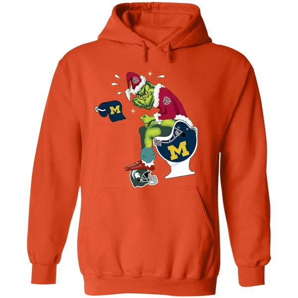 Grinch Ohio State Buckeyes Shit On Michigan Wolverines Helmet Toilet Hoodie - Image 6