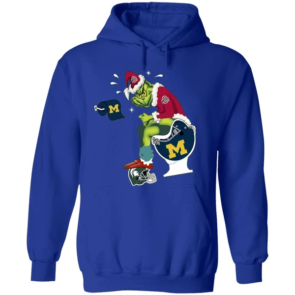 Grinch Ohio State Buckeyes Shit On Michigan Wolverines Helmet Toilet Hoodie - Image 7