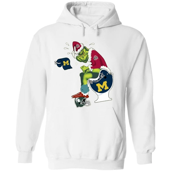 Grinch Ohio State Buckeyes Shit On Michigan Wolverines Helmet Toilet Hoodie - Image 8