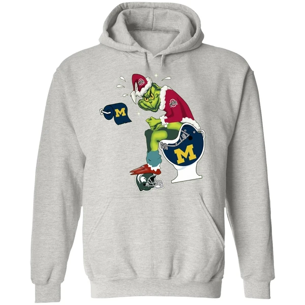 Grinch Ohio State Buckeyes Shit On Michigan Wolverines Helmet Toilet Hoodie - Image 9