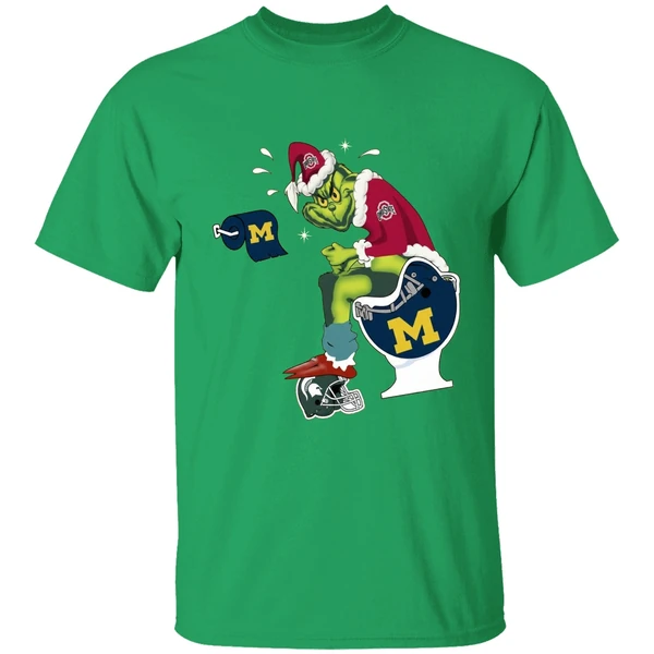 Grinch Ohio State Buckeyes Shit On Michigan Wolverines Helmet Toilet Shirt - Image 2