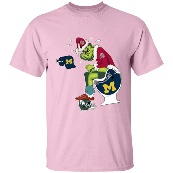 grinch ohio state buckeyes shit on michigan wolverines helmet toilet shirt lightpink