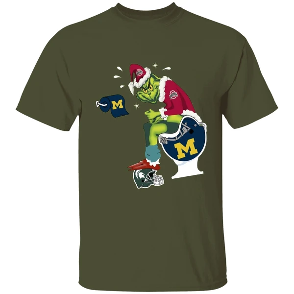 Grinch Ohio State Buckeyes Shit On Michigan Wolverines Helmet Toilet Shirt - Image 4