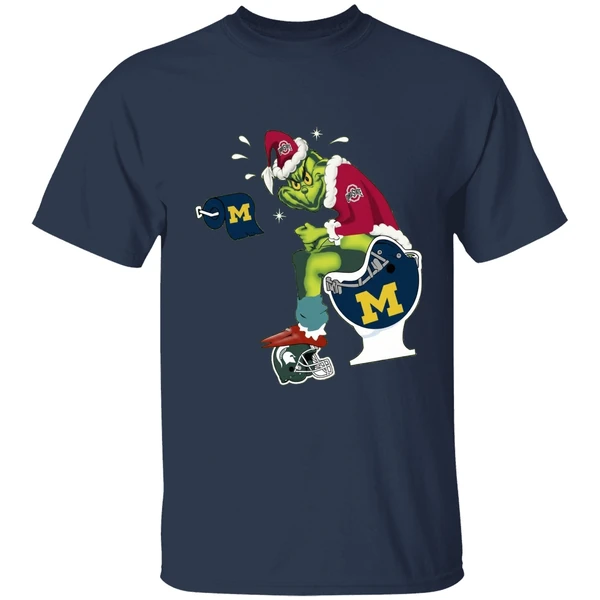 Grinch Ohio State Buckeyes Shit On Michigan Wolverines Helmet Toilet Shirt - Image 5