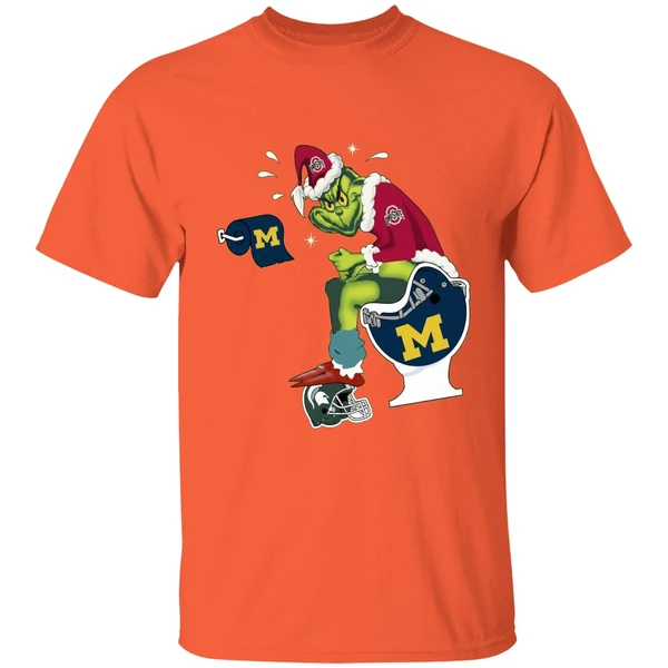 grinch ohio state buckeyes shit on michigan wolverines helmet toilet shirt orange