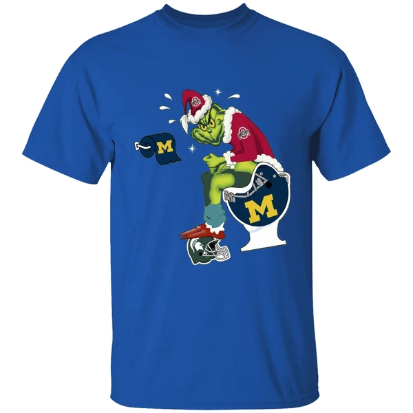 Grinch Ohio State Buckeyes Shit On Michigan Wolverines Helmet Toilet Shirt - Image 8