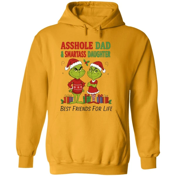 Grinch Santa Asshole Dad And Smartass Daughter Best Friends For Life Christmas Hoodie