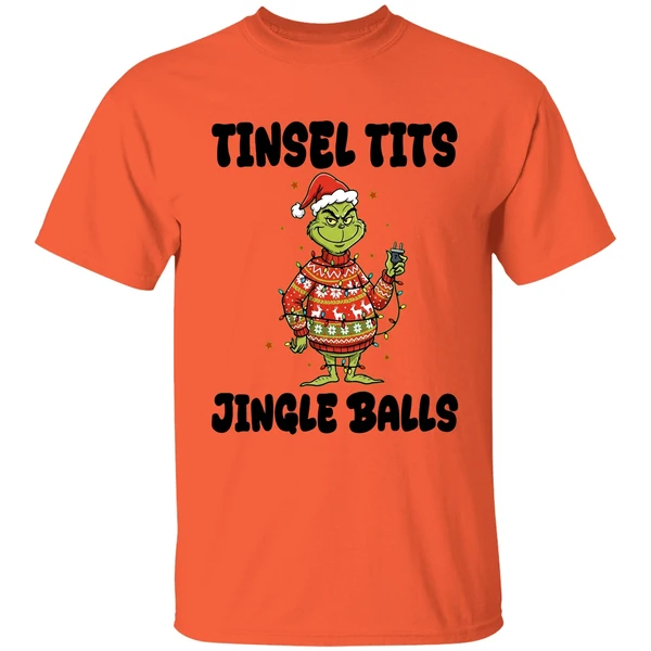 grinch santa claus tinsel tits jingle balls merry christmas shirt orange