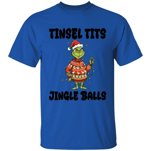 Grinch Santa Claus Tinsel Tits Jingle Balls Merry Christmas Shirt - Image 5