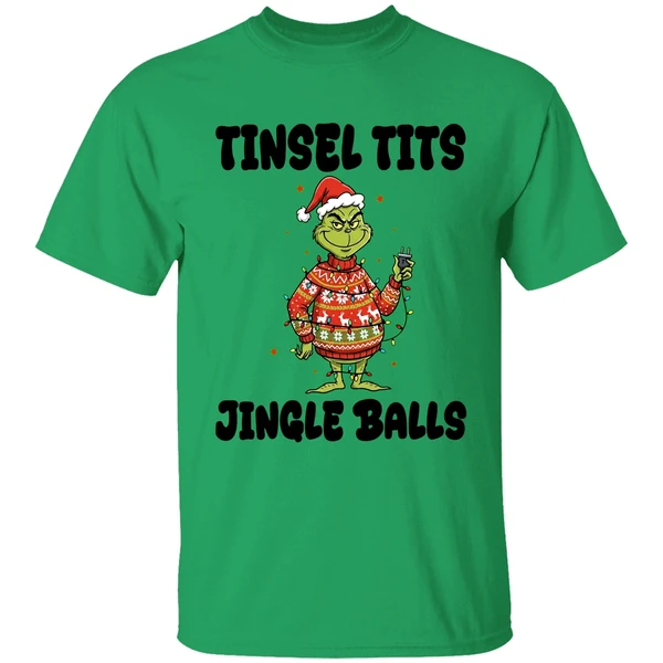 Grinch Santa Claus Tinsel Tits Jingle Balls Merry Christmas Shirt - Image 8