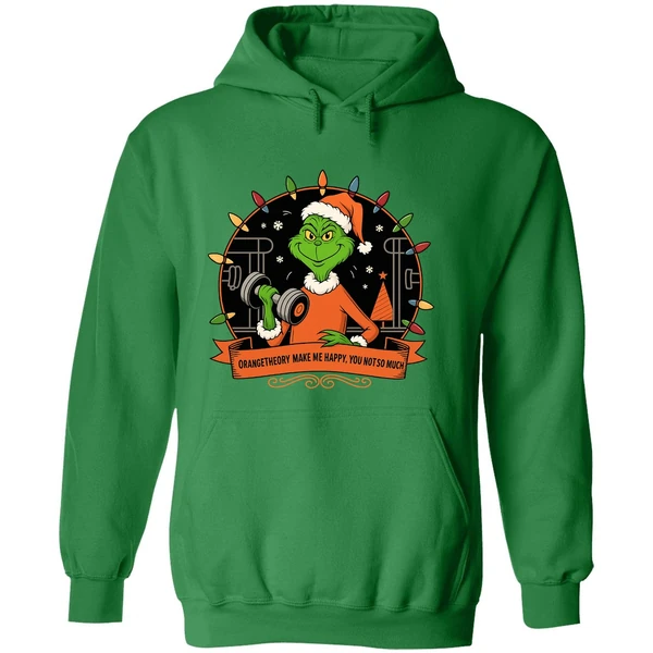 Grinch Santa Orange Theory Make Me Happy You Not So Much Christmas Lights Hoodie - Image 2